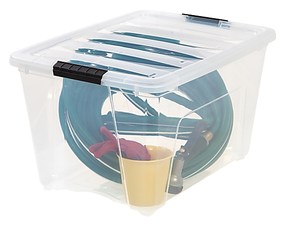 Iris Stackable Clear Storage Boxes 22 x 16 12 x 13 Clear Black Case Of 6 -  Office Depot