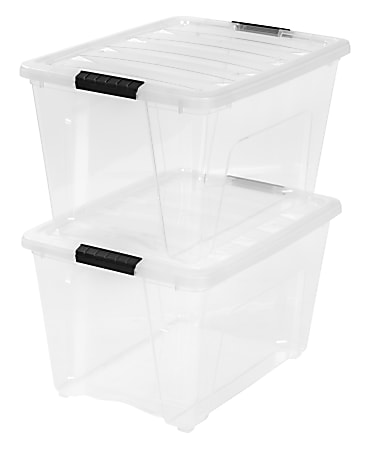 Iris Latch Plastic Bin 53 6 Qt Clear, Clear Storage Containers With Lids