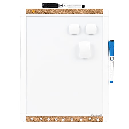 U Brands Dry Erase Whiteboard Value Pack, 17 x 23, Assorted Dry Erase  Markers, Plastic Frame