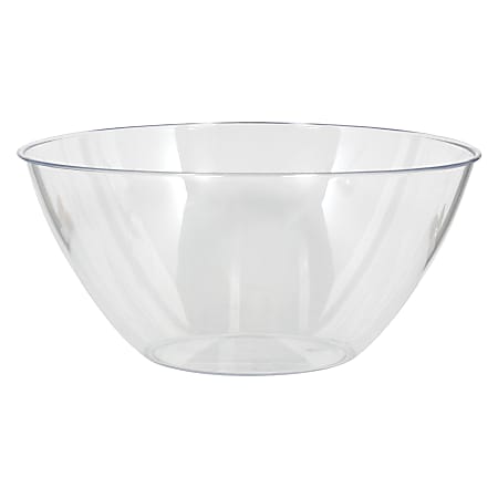 Amscan 2-Quart Plastic Bowls, 3-3/4" x 8-1/2", Clear,