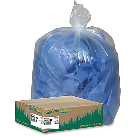 Webster® 0.01 mil Trash Bags, 45 gal, 46"H x 40"W, 50% Recycled, Clear, 100 Bags