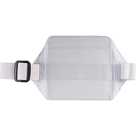Advantus Arm Badge Holder - Support 3.50" x 2.50" Media - Horizontal - Vinyl - 12 / Box - White, Clear - Adjustable Band