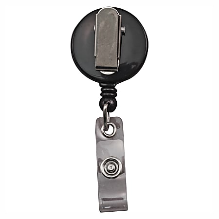 Advantus Snap Clip Retractable ID Reel - 25 / Pack - Black - Sturdy