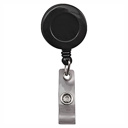 Advantus Snap Clip Retractable ID Reel - 12 / Pack - Black - Sturdy Advantus Snap Clip Retractable ID Reel - 12 / Pack - Black - Sturdy