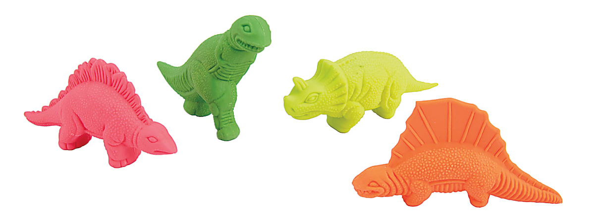 Office Depot® Brand Dinosaur Erasers, Assorted Colors, Pack Of 4