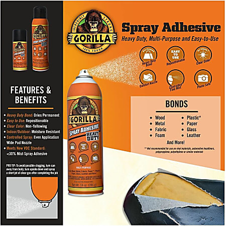 Gorilla Glue Gorilla Spray Adhesive 14 Oz Clear - Office Depot