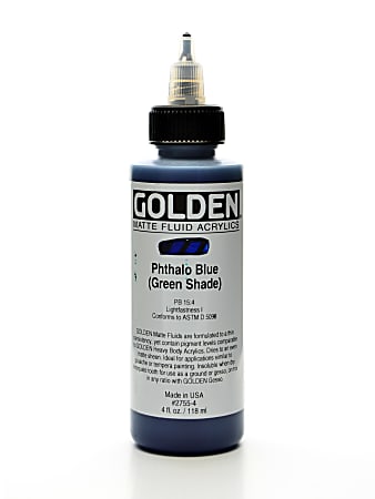 Golden Matte Fluid Acrylic Paint, 4 Oz, Phthalo Blue/Green Shade