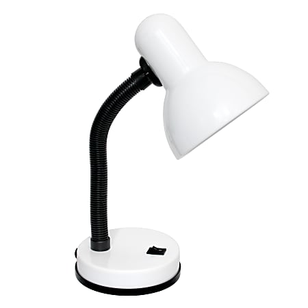 Simple Designs Basic Desk Lamp, Adjustable Height, 13"H, White Shade/White Base