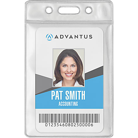 Advantus Vinyl ID Badge Holders - Support 2.50" x 3.50" Media - Vertical - Vinyl - 50 / Pack - Clear - Durable