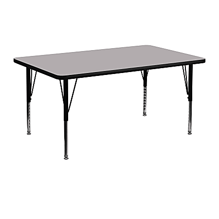 Flash Furniture 48''W Rectangular Thermal Laminate Activity Table With Short Height-Adjustable Legs, Gray