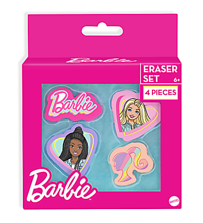 Innovative Designs Licensed Eraser Set, 1-1/4” x 1-1/4”, Barbie, Set Of 4 Erasers