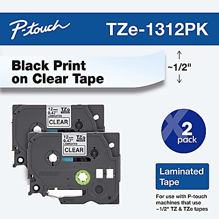 Brother P touch TZe 131 Laminated Label Tape Black On Clear Tapes