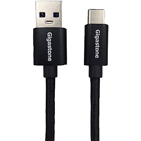 Gigastone Charge & Sync USB-C to USB 3.1 Cable, 3.9ft - 3.90 ft USB Data Transfer Cable for Smartphone, Wall Charger, Tablet, Computer, Power Bank - First End: 1 x Type C Male USB - Second End: 1 x Type A Male USB - 5 Gbit/s - Black