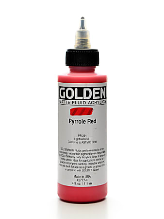 Golden Matte Fluid Acrylic Paint, 4 Oz, Pyrrole Red