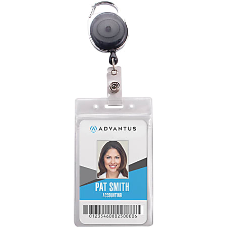 Advantus Vinyl Badge Reel Holders For 2 916 x 3 34 Media BlackClear Pack Of  10 Holders - Office Depot