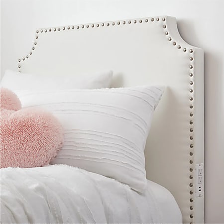 Dormify Jordyn Charging Studded Headboard, Twin/Twin XL, White