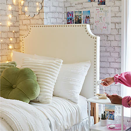 Dormify Jordyn Charging Studded Headboard Twin Twin XL White
