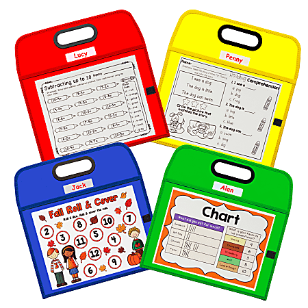 C-Line Portable Dry-Erase Pockets, 10" x 13", Assorted Colors, Pack Of 16 Pockets