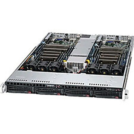 Supermicro SuperServer 6017TR-TF Barebone System - 1U Rack-mountable - Intel C602J Chipset - 2 Number of Node(s) - Socket R LGA-2011 - 2 x Processor Support - Black