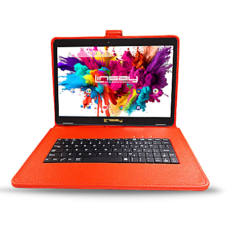 NEW LINSAY 10.1"Octa Core 128GB Storage, 4GB RAM, Android 15 Tablet with Red Style Keyboard