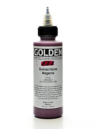 Golden Matte Fluid Acrylic Paint, 4 Oz, Quinacridone Magenta