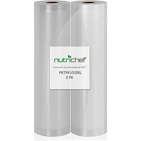 NutriChef Vacuum Sealer Food Storage Rolls 8" X 50' PRTPKVS12RL - 8" Width x 50 ft Length - 4 mil Thickness - Reusable, Durable, Washable, BPA Free, Moisture Proof, Microwave Safe, Antibacterial, Insect Resistant, Boil Safe - Polyethylene, Nylon