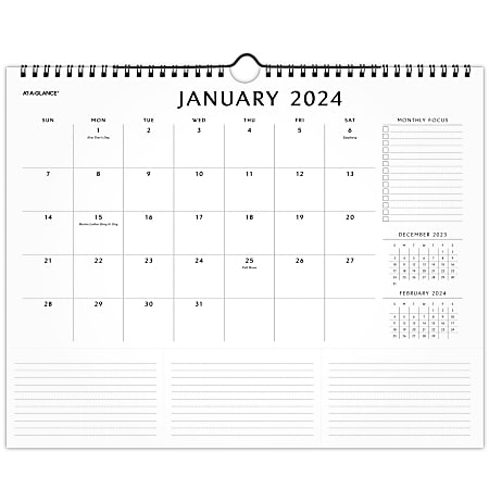 2024 AT-A-GLANCE® Elevation Monthly Wall Calendar, 15" x 12", January to December 2024, PM75828