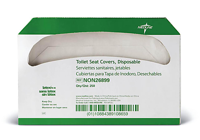 Medline Toilet Seat Cover Refills, White, 250 Sheets Per Pack, Case Of 20 Packs