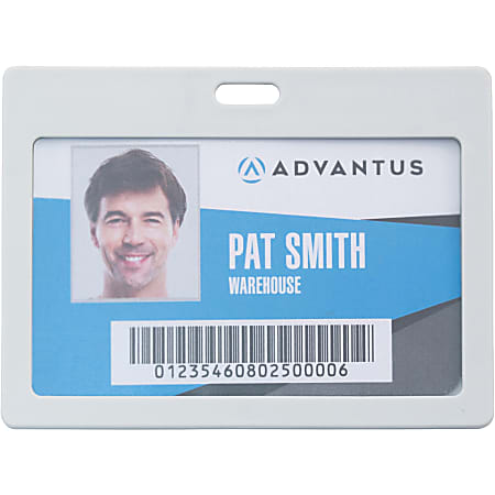 Advantus Horizontal Rigid ID Badge Holder - Support 3.25" x 2" Media - Horizontal - Plastic - 6 / Pack - White