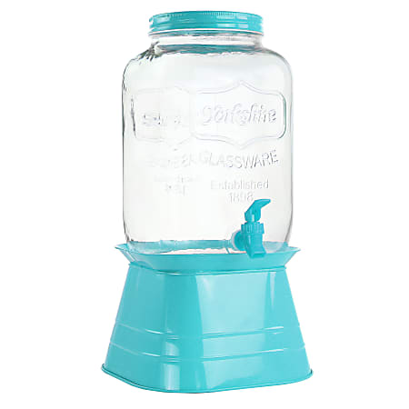 Gibson Home Chiara 2-Gallon Glass Mason Jar Dispenser, Blue