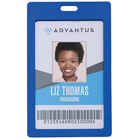 Advantus Vertical Rigid ID Badge Holder - Support 2" x 3.25" Media - Vertical - Plastic - 6 / Pack - Blue