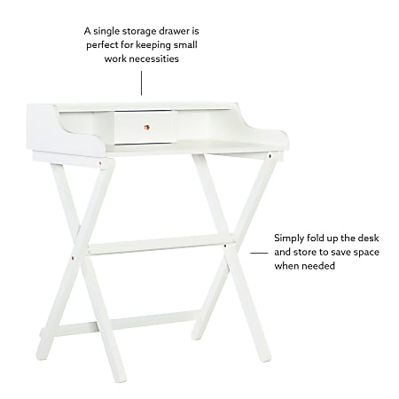Linon Gage 30 W Folding Home Office Writing Desk White Office Depot