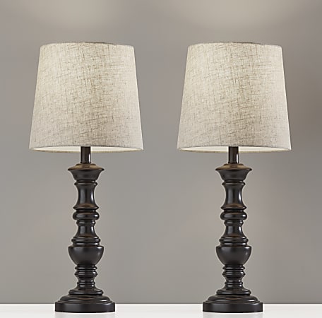 Adesso® Simplee Robert 2-Piece Table Lamp Set, Natural Shades/Black Bases