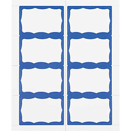 Advantus Color Border Adhesive Name Badges, AVT97188, 2 5/8" x 3 3/4", Rectangle, White/Blue, Box Of 200