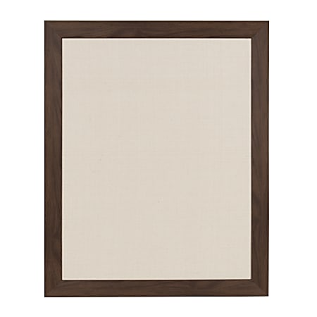 DesignOvations Beatrice Non-Magnetic Framed Linen Fabric Pinboard, 23” x 29”, Beige, Walnut Brown Plastic Frame