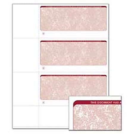 VersaCheck® Classic 3001 Check Refills, Personal Size, Burgundy, Pack Of 250 Sheets