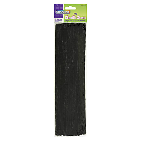Creativity Street Chenille Stems - Classroom Activities, Craft Project - Recommended For 4 Year x 12"Length x 0.2"Diameter - 100 / Pack - Black - Polyester