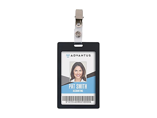 Advantus ID Badge Clip Adapter, Silver, Pack of 25