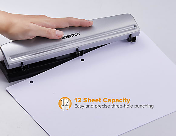 Bostitch 12 Sheet 3 Hole Punch 2 12 H x 10 58 W x 1 34 D