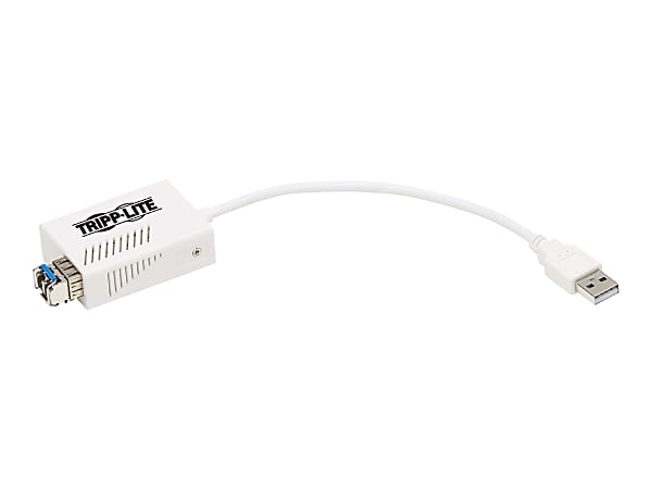 Tripp Lite USB 2.0 Ethernet Adapter - 10/100 Mbps, 100Base-FX, LC, Singlemode Fiber - Network adapter - USB 2.0 - 10/100 Ethernet x 1 - 1310 nm - white - for P/N: N785-INT-SC-SM, NSS-G24D2, NSU-G24C2P08