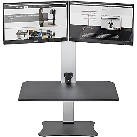 Victor® High Rise™ DC450 Electric Dual Monitor Standing Desk Riser, Black/Silver