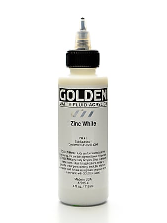 Golden Matte Fluid Acrylic Paint, 4 Oz, Zinc White