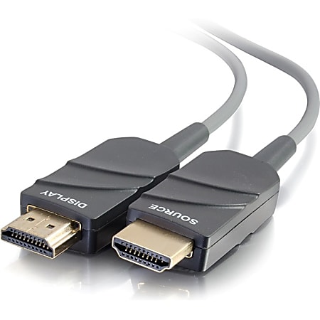 C2G 75ft HDMI Cable - Active Optical Cable (AOC) Plemum Rated - High Speed - 75 ft Fiber Optic A/V Cable for Audio/Video Device - 18 Gbit/s - Supports up to 4096 x 2160 - Gold-flash Plated Connector - 28 AWG - Gray, Black