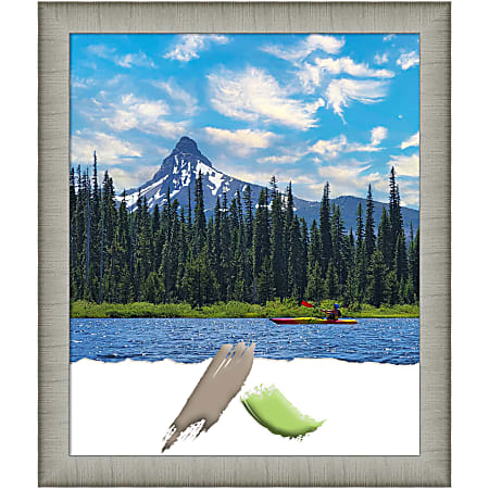 Amanti Art Elegant Brushed Pewter Picture Frame, 23" x 27", Matted For 20" x 24"