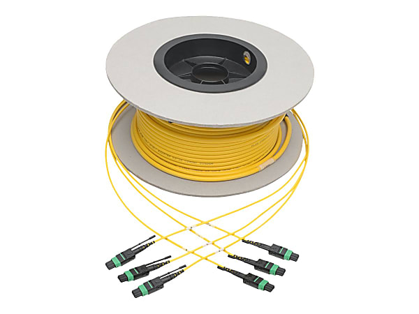 Tripp Lite MTP/MPO (APC) Singlemode Slim Trunk Cable, 24-Strand, 40/100 GbE, 40/100GBASE-PLR4, Plenum, 6mm Dual Jacket, 61 m (200 ft.) - Trunk cable - MTP/MPO single-mode (F) to MTP/MPO single-mode (F) - 61 m - yellow
