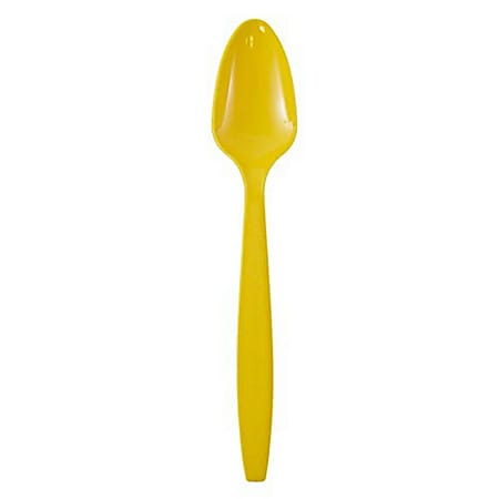 JAM PAPER Big Party Pack of Premium Plastic Spoons, Yellow, 100 Disposable Spoons/Box 