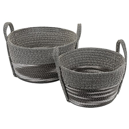 GNBI 2-Piece Basket Set, Medium Size, Black/White/Gray