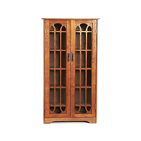 Southern Enterprises Window-Pane Media Cabinet, Oak