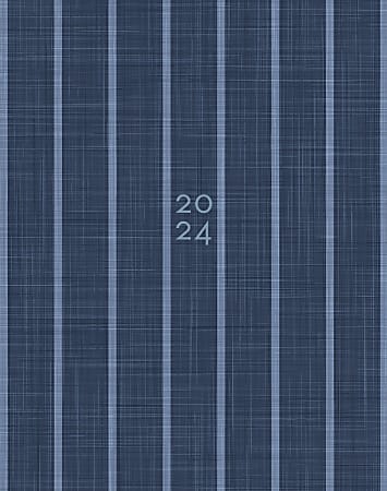 2024 Willow Creek Press Monthly Booklet Planner, 7-1/2" x 9-1/2", Denim Stripe, January To December