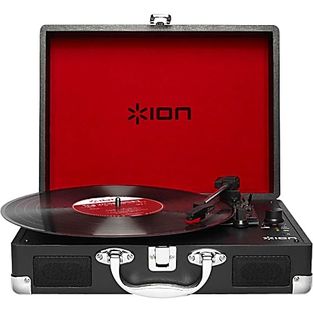 ION Vinyl Motion Portable Suitcase Turntable - Brown - Auxiliary Audio In - Audio Line Out - USB